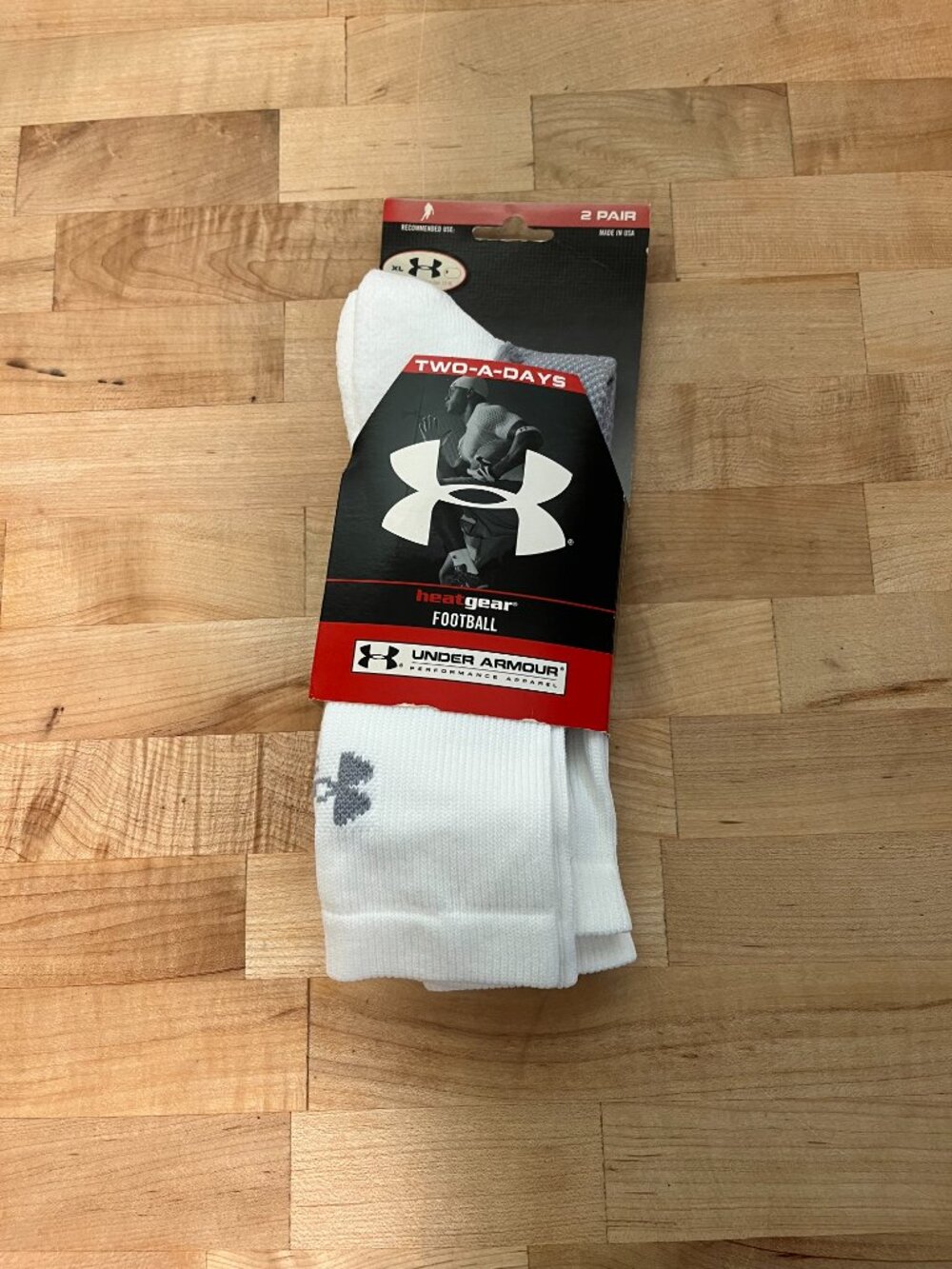 New Lot of 2 Pairs Men's XL 13-16 Under Armour 2 a day Football Crew Socks
